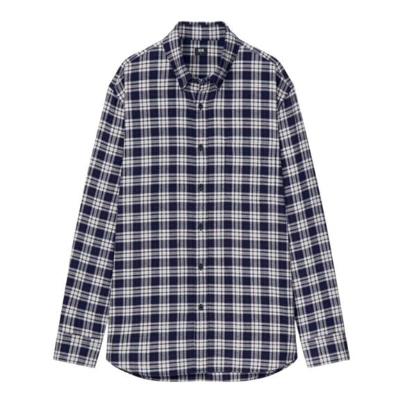 Uniqlo Men's Flannel Checked Long Sleeve Shirt Size Small Blue Plaid - Picture 1 of 8